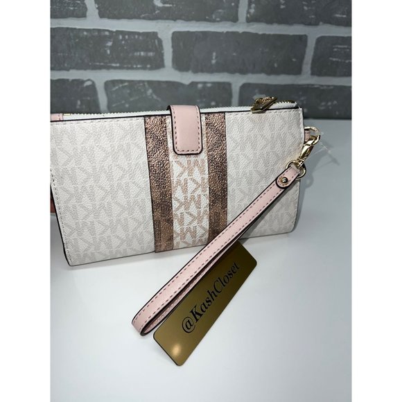 Michael Kors JST LG Color-Block Double-Zip Wristlet - Powder Blush Multi - Picture 3 of 7